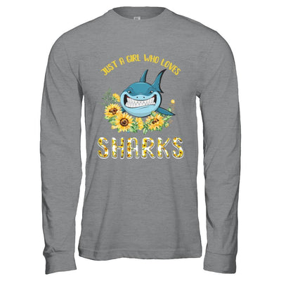 Just A Girl Who Loves Sharks And Sunflowers-T-Shirt & Hoodie-Long Sleeve T-Shirt-Sport Grey