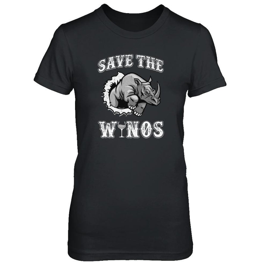 Save The Winos Wine Rhino-T-Shirt & Tank Top-Women's T-Shirt-Black