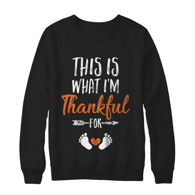 What I'm Thankful Pregnancy Announcement Thanksgiving-T-Shirt & Sweatshirt-Crewneck Sweatshirt-Black