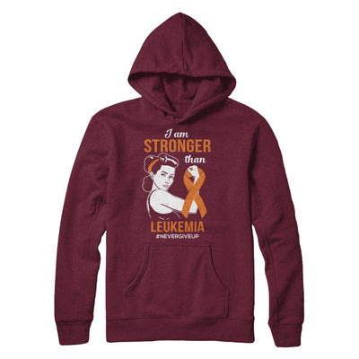 I Am Stronger Than Leukemia Awareness Support-T-Shirt & Hoodie-Pullover Hoodie-Maroon