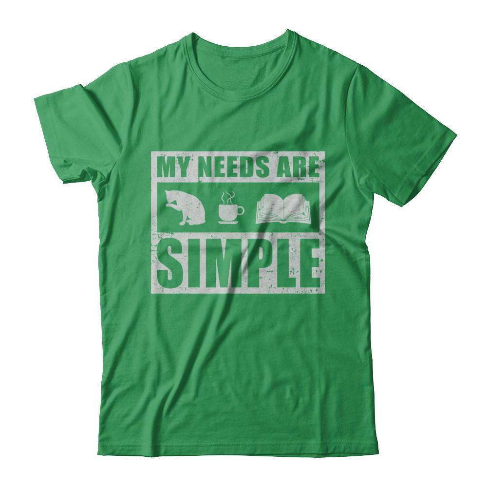 My Needs Are Simple Coffee Cats Books-T-Shirt & Hoodie-Premium T-Shirt-Kelly Green