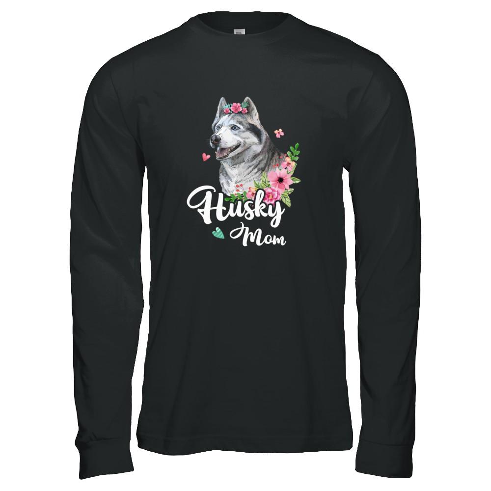 Husky Mom Funny Dog Mom Gift Idea-T-Shirt & Tank Top-Long Sleeve T-Shirt-Black
