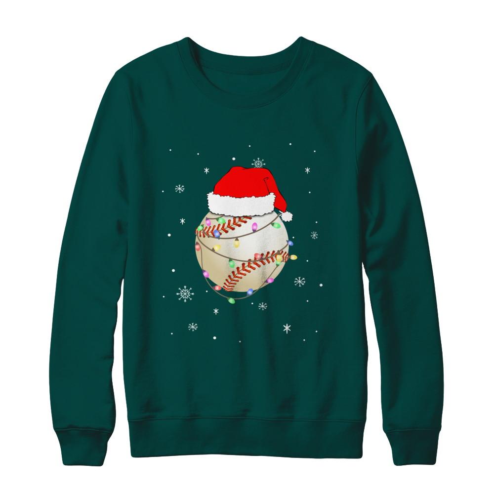 Santa Hat Baseball Christmas Gifts-T-Shirt & Sweatshirt-Crewneck Sweatshirt-Deep Forest