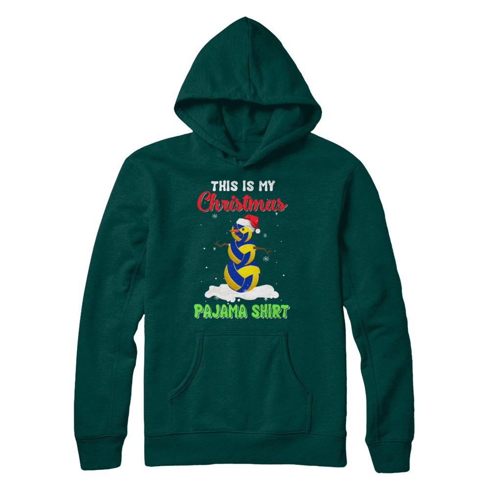 This Is My Christmas Pajama Xmas Snowman Volleyball-T-Shirt & Sweatshirt-Pullover Hoodie-Deep Forest