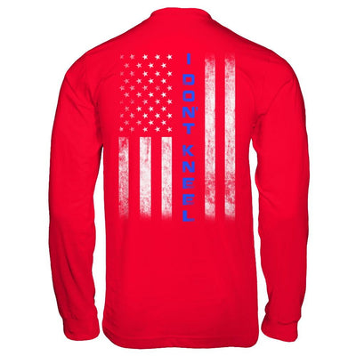 I Don't Kneel Thin Blue Line Flag Patriotic Police-T-Shirt & Hoodie-Long Sleeve T-Shirt-Red