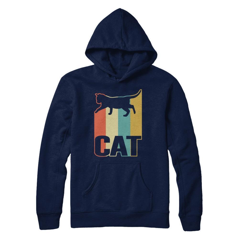 Classic Vintage Retro Style Cat-T-Shirt & Hoodie-Pullover Hoodie-Navy