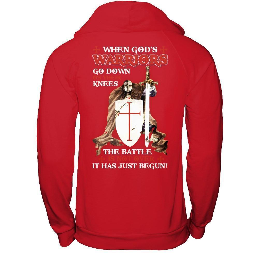 Knight Templar When God's Warriors Go Down On Their Knees-T-Shirt & Hoodie-Pullover Hoodie-Red