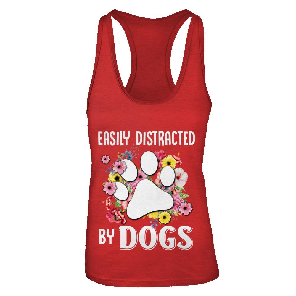 Easily Distracted By Dogs-T-Shirt & Tank Top-Women's Ideal Racerback Tank-Red