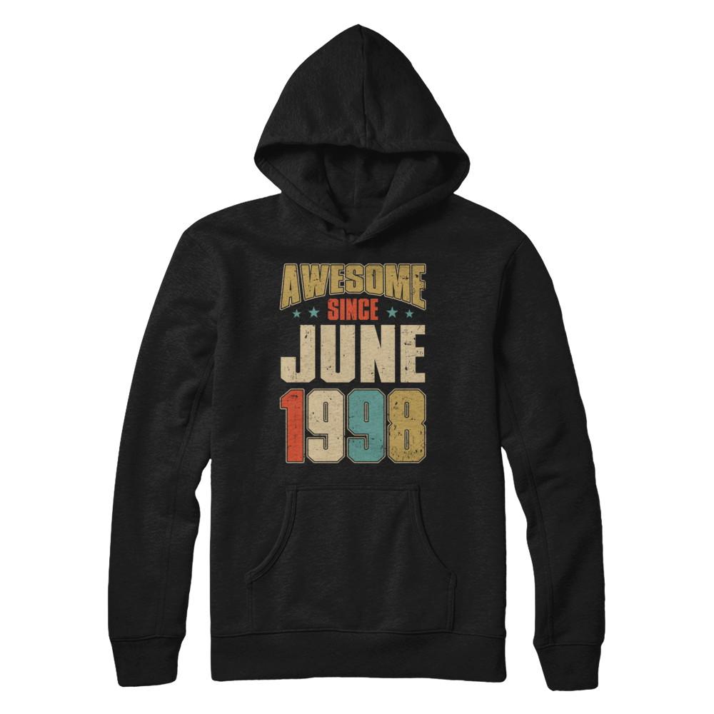 Vintage Retro Awesome Since June 1998 23th Birthday-T-Shirt & Hoodie-Pullover Hoodie-Black