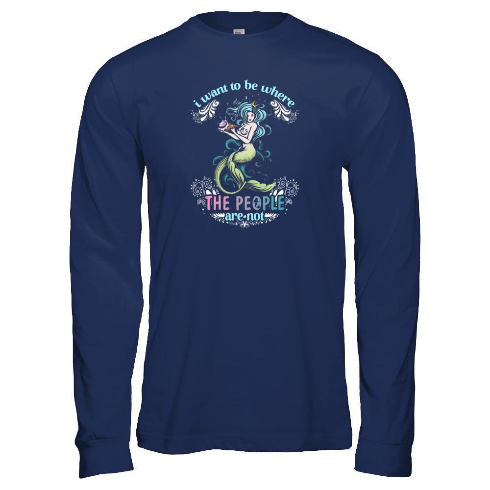I Want To Be Where The People Are Not-T-Shirt & Tank Top-Long Sleeve T-Shirt-Navy