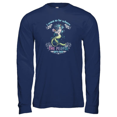 I Want To Be Where The People Are Not-T-Shirt & Tank Top-Long Sleeve T-Shirt-Navy