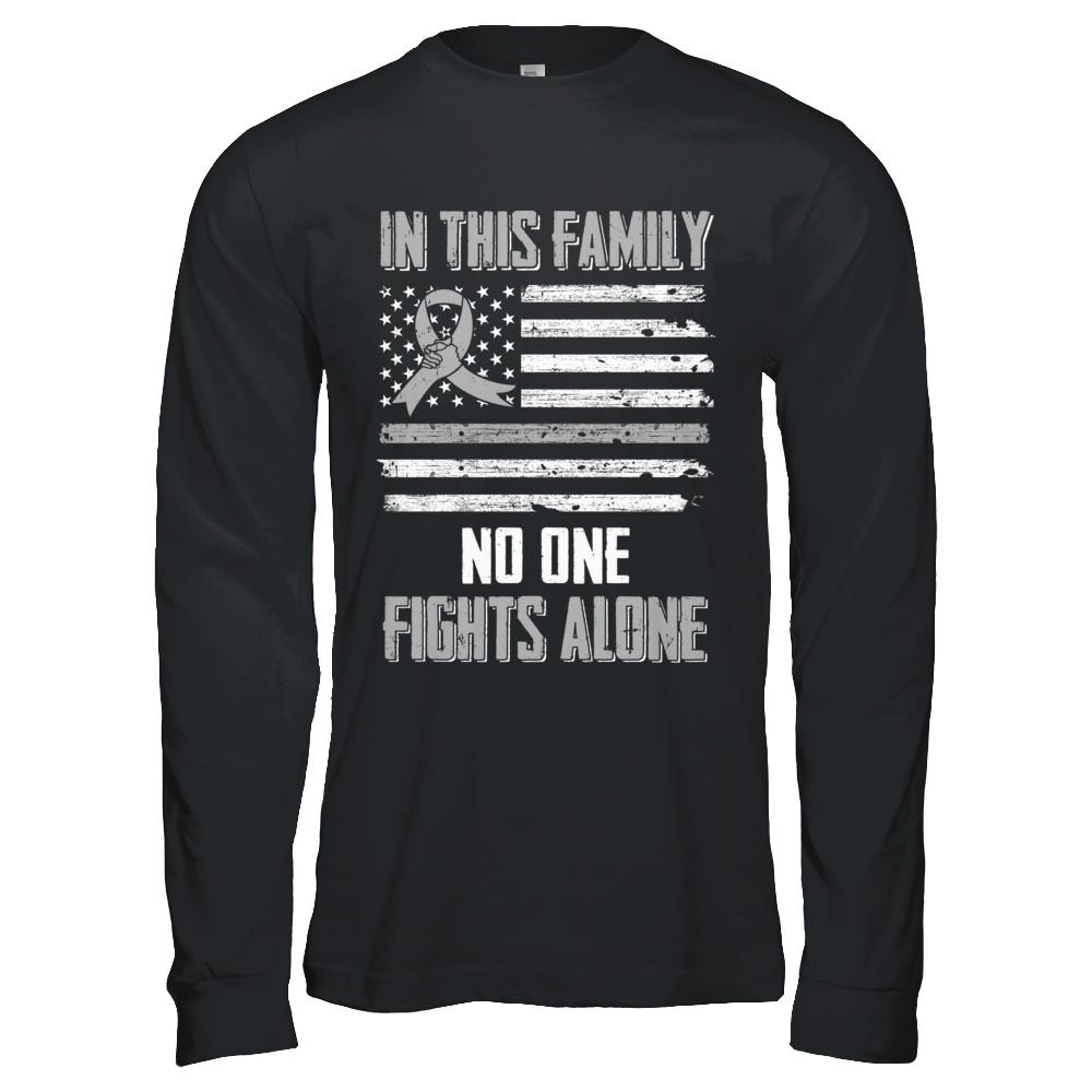 In This Family No One Fights Alone Brain Cancer-T-Shirt & Hoodie-Long Sleeve T-Shirt-Black