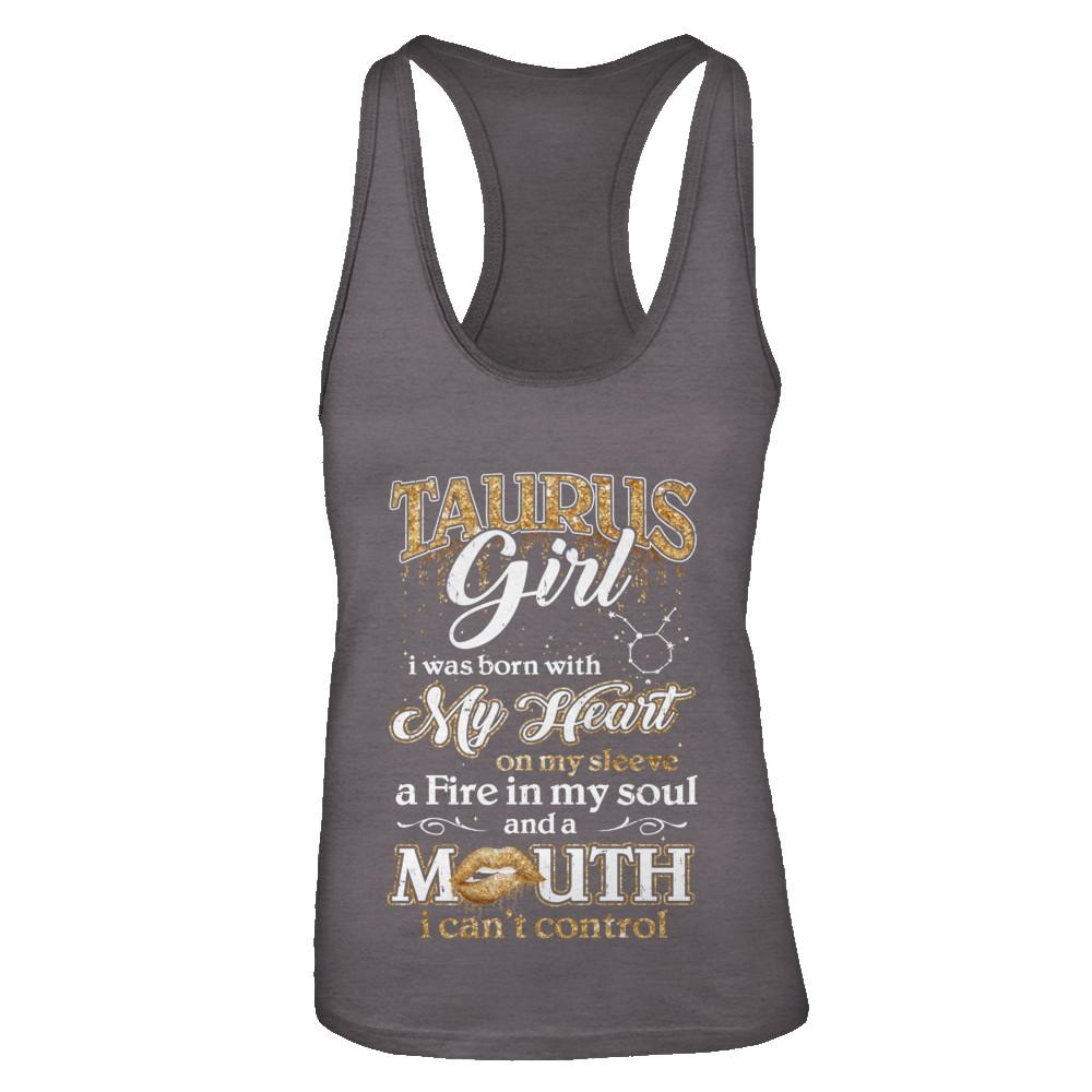 I'm A Taurus Girl Lipstick April May Funny Zodiac Birthday-T-Shirt & Tank Top-Women's Ideal Racerback Tank-Dark Grey