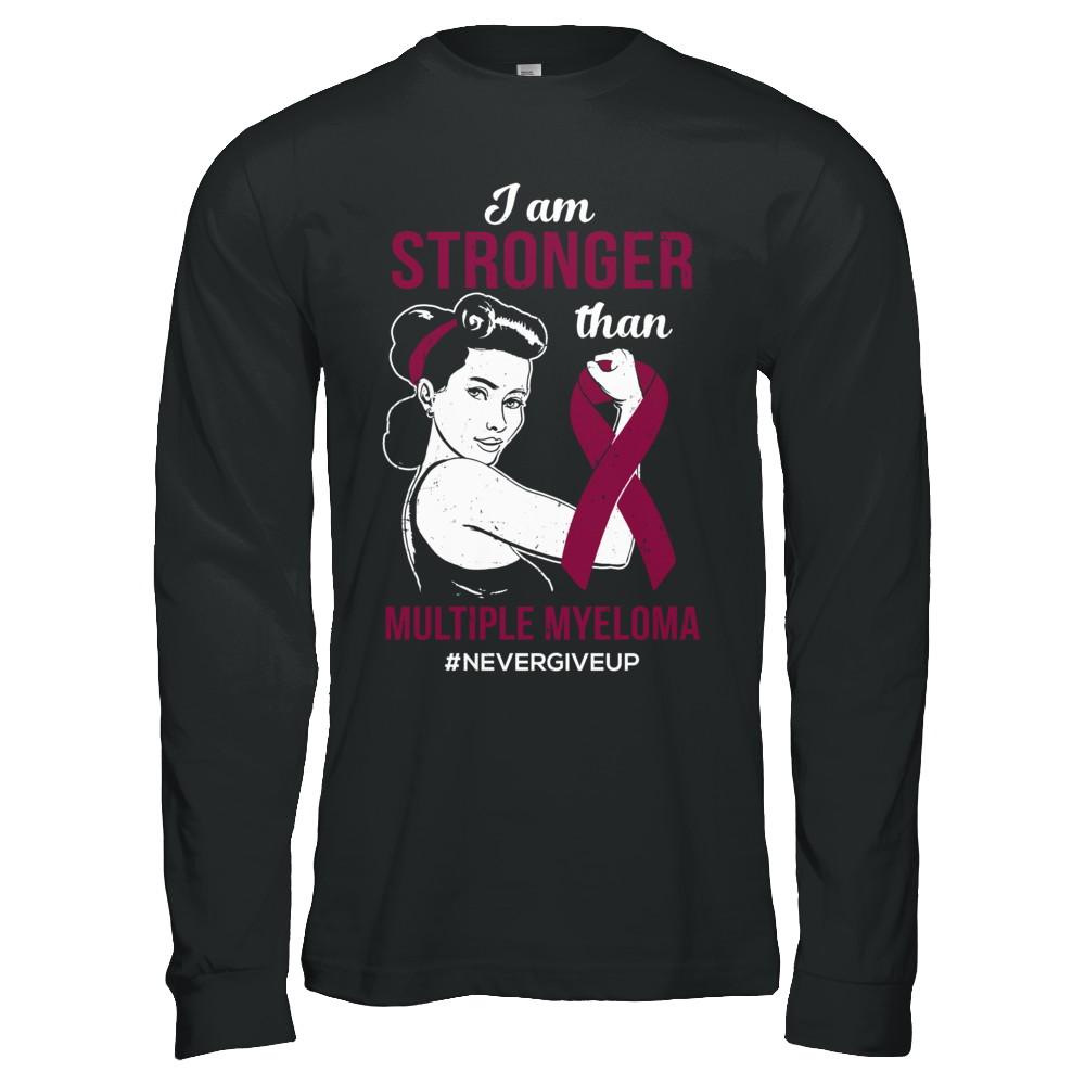 I Am Stronger Than Multiple Myeloma Awareness Support-T-Shirt & Hoodie-Long Sleeve T-Shirt-Black