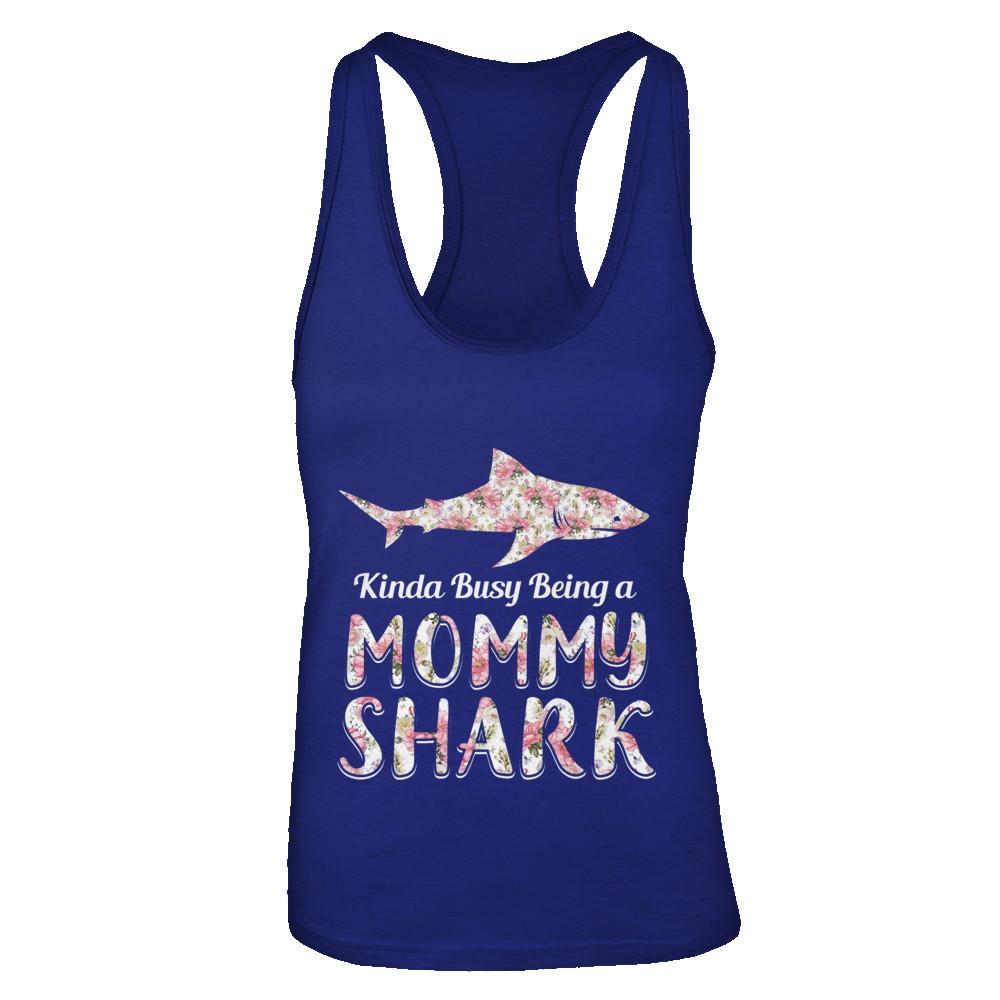 Mommy Shark Kinda Busy Being A Mommyshark-T-Shirt & Tank Top-Women's Ideal Racerback Tank-Royal