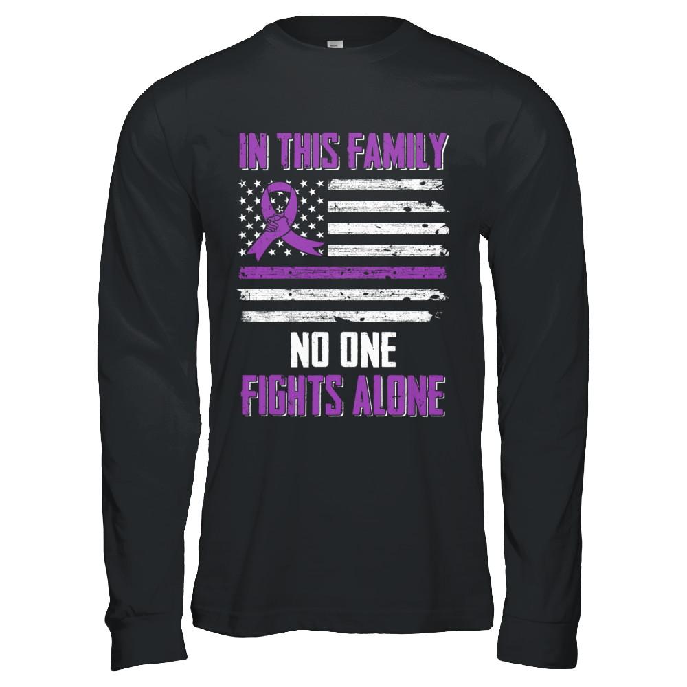 In This Family No One Fights Alone Pancreatic Cancer-T-Shirt & Hoodie-Long Sleeve T-Shirt-Black