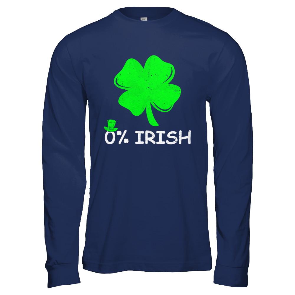 0% Irish Vintage St Patrick's Day-T-Shirt & Hoodie-Long Sleeve T-Shirt-Navy