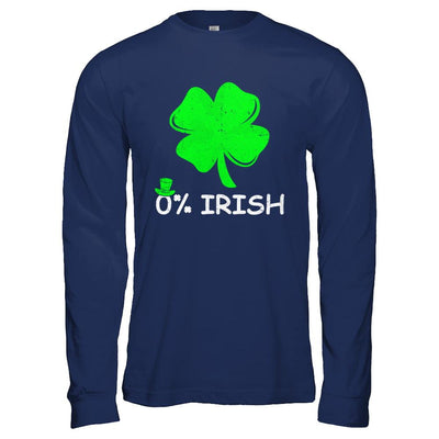 0% Irish Vintage St Patrick's Day-T-Shirt & Hoodie-Long Sleeve T-Shirt-Navy