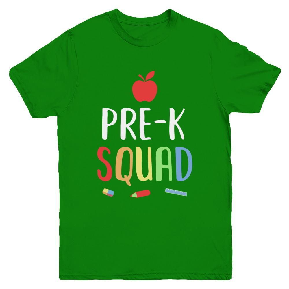 Pre-K Preschool Squad Back To School Teacher Gift Youth-Youth Shirt-Youth T-Shirt-Irish Green