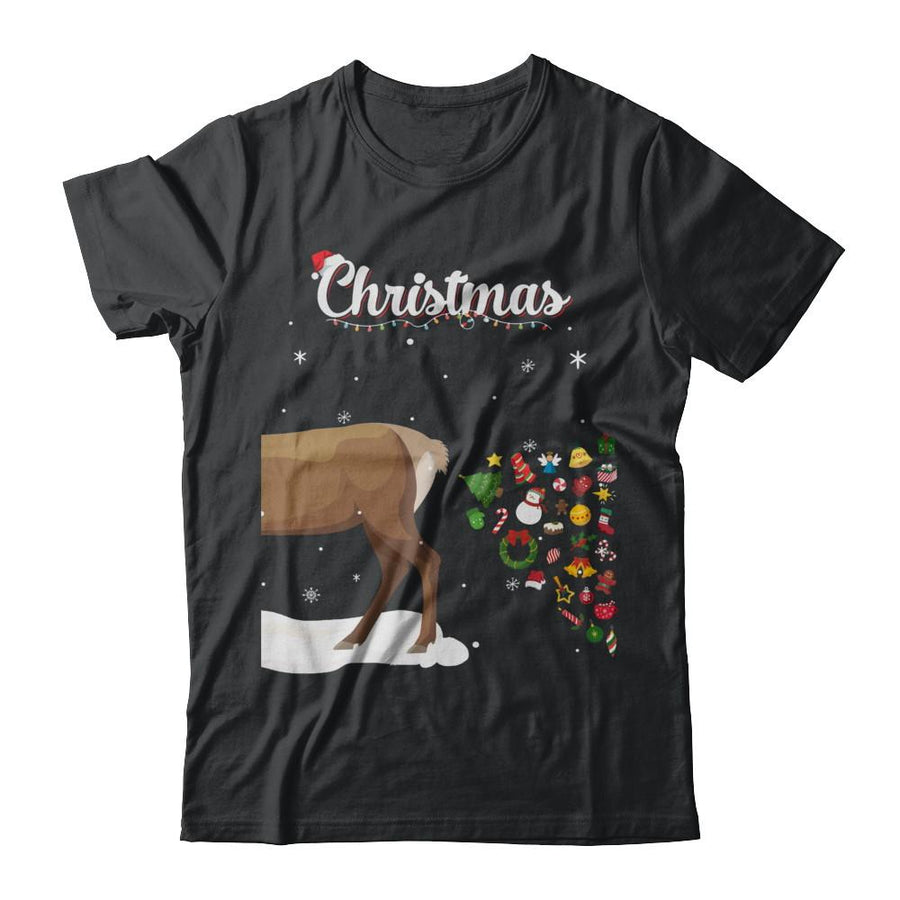 Couples Sick Reindeer Funny Ugly Christmas Sweater-T-Shirt & Sweatshirt-Classic T-Shirt-Black