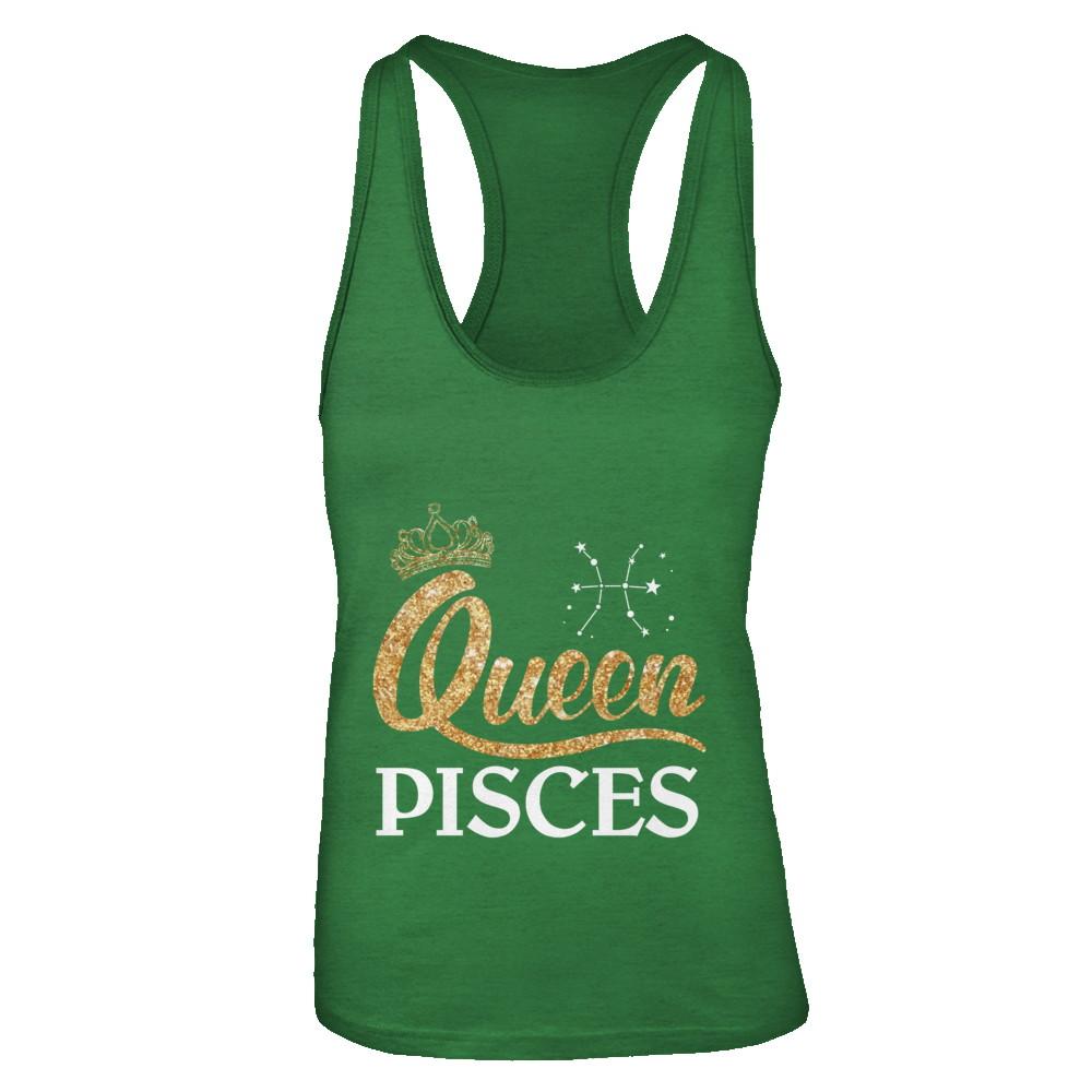 Queen Pisces Zodiac February March Birthday Gift-T-Shirt & Tank Top-Women's Ideal Racerback Tank-Kelly Green