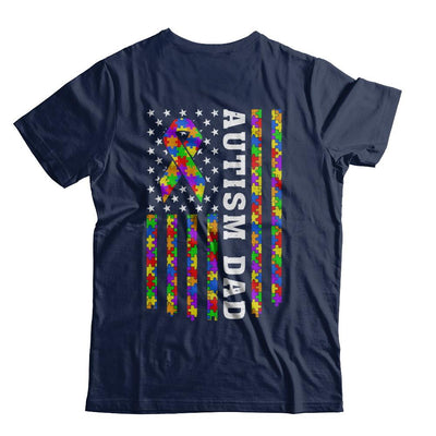 Proud Autism Dad Us Flag Autistic Daddy Fathers Day-T-Shirt & Hoodie-Classic T-Shirt-Navy