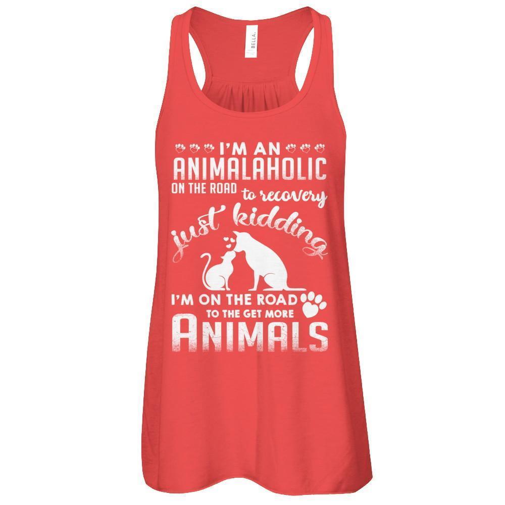 I'm An Animalaholic On The Road To Recovery Veterinarian-T-Shirt & Tank Top-Women's Flowy Racerback Tank-Red
