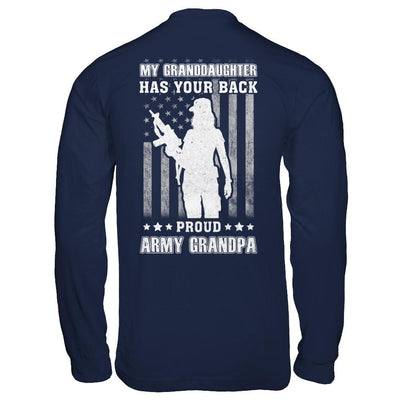 My Granddaughter Has Your Back Proud Proud Army Grandpa-T-Shirt & Hoodie-Long Sleeve T-Shirt-Navy