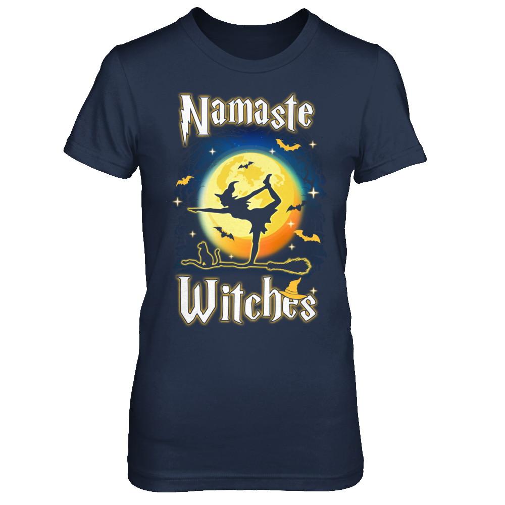 Namaste Witches Yoga Halloween-T-Shirt & Hoodie-Women's T-Shirt-Navy