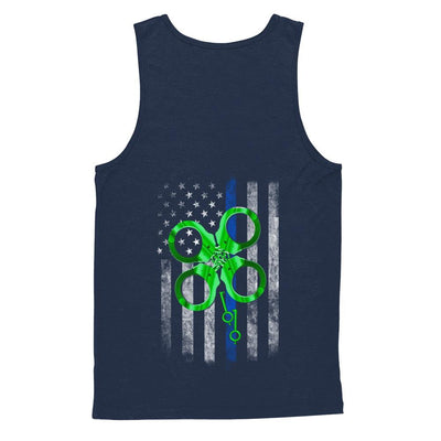 Thin Blue Line Happy St Patrick's Day Clover Police-T-Shirt & Hoodie-Unisex Tank-Navy