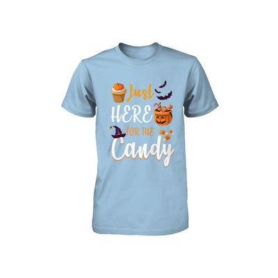 Just Here For The Candy Funny Halloween Kids Boy Girl Youth-Youth Shirt-Toddler T-Shirt-Light Blue