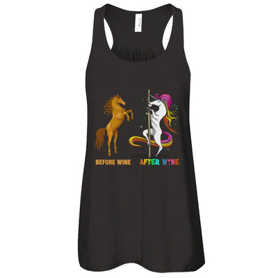 Before Wine After Wine Unicorn-T-Shirt & Tank Top-Women's Flowy Racerback Tank-Black