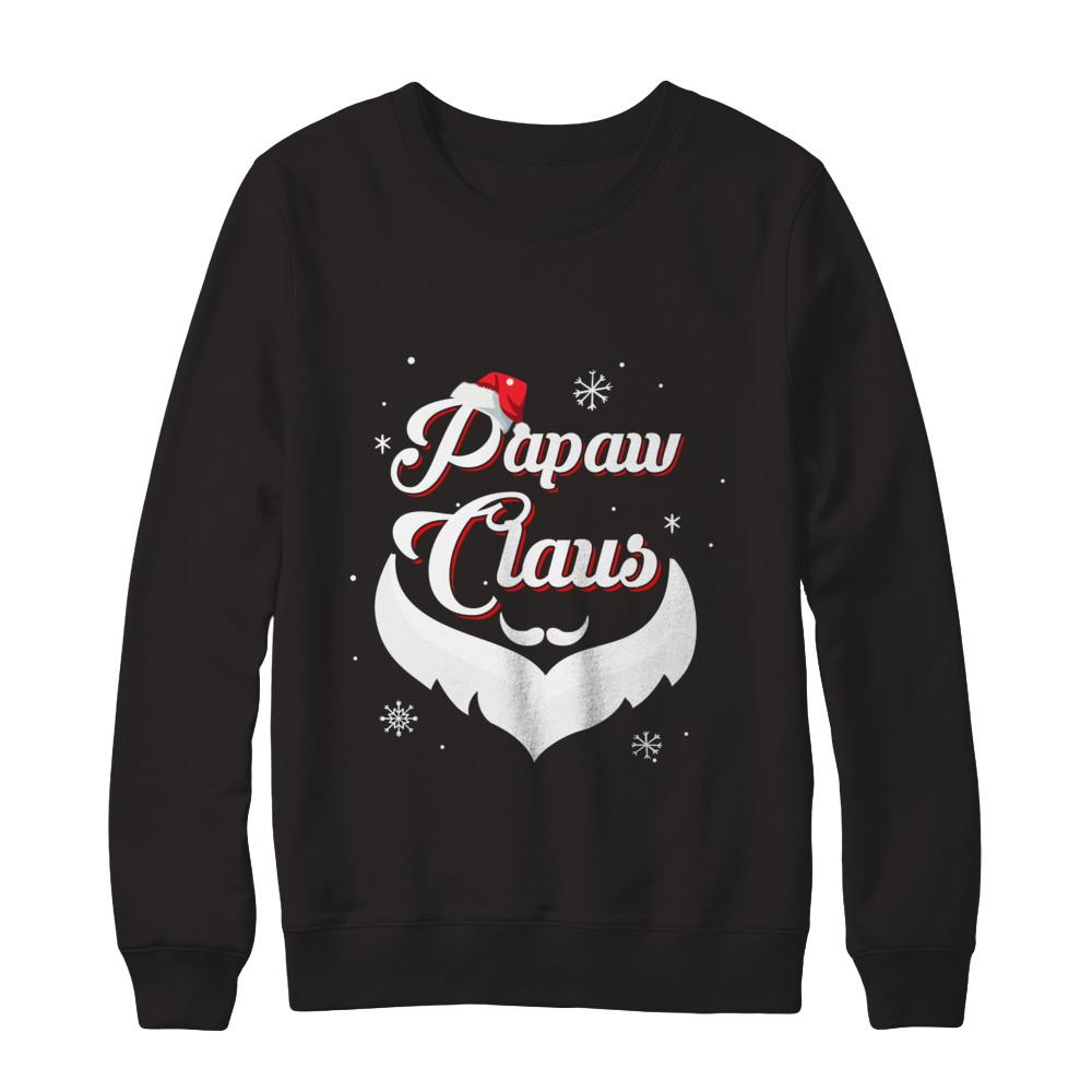 Santa Beard Matching Christmas Pajamas Papaw Claus-T-Shirt & Sweatshirt-Crewneck Sweatshirt-Black
