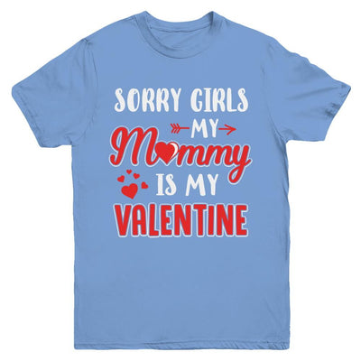 Funny Valentines Day Toddler Boy Mommy Is My Valentine Youth-Youth Shirt-Youth T-Shirt-Carolina Blue