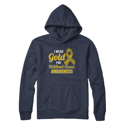 Dad Mom I Wear Gold For Childhood Cancer Awareness-T-Shirt & Hoodie-Pullover Hoodie-Navy