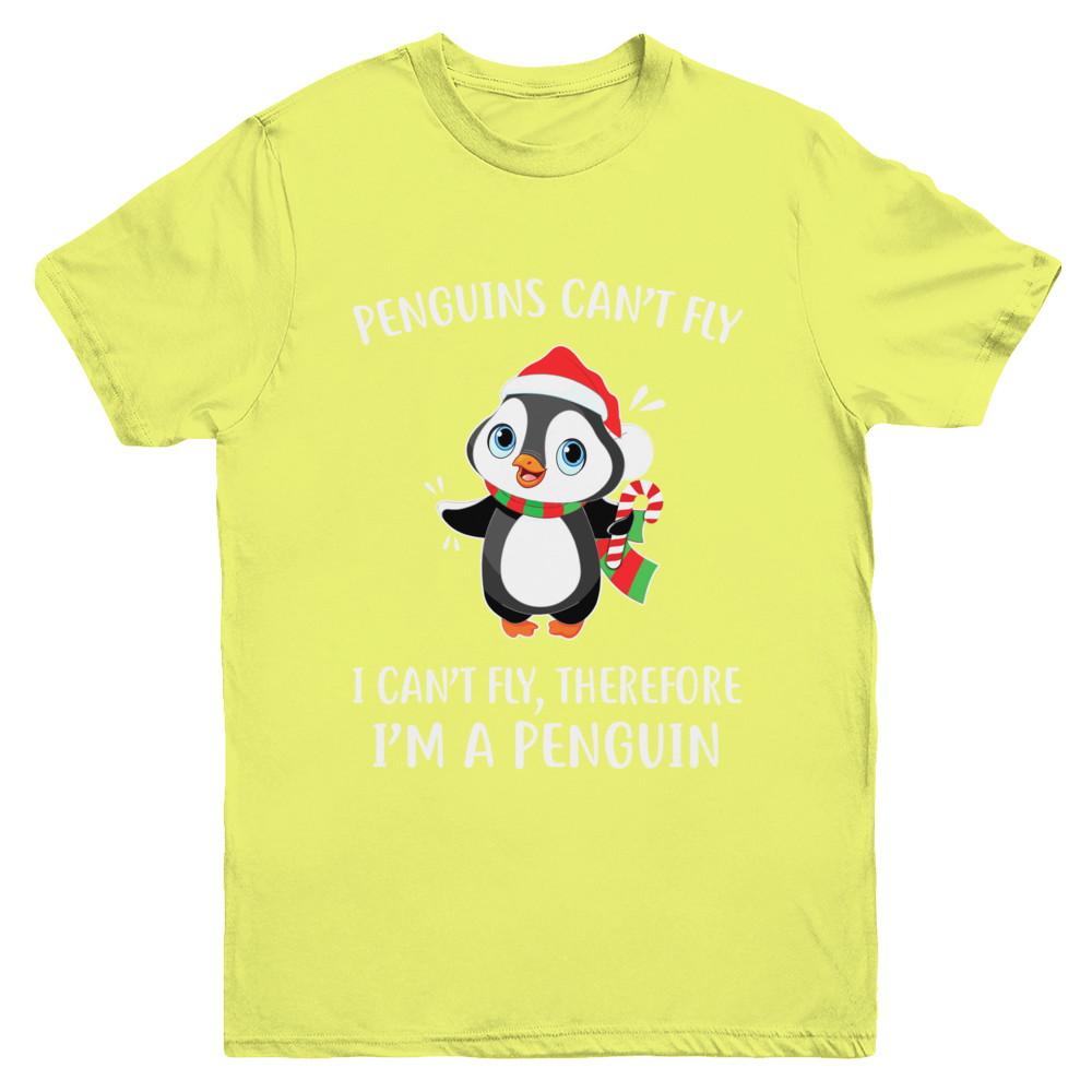 Funny Penguin I Can't Fly Christmas Gift Youth-Youth Shirt-Youth T-Shirt-Daisy