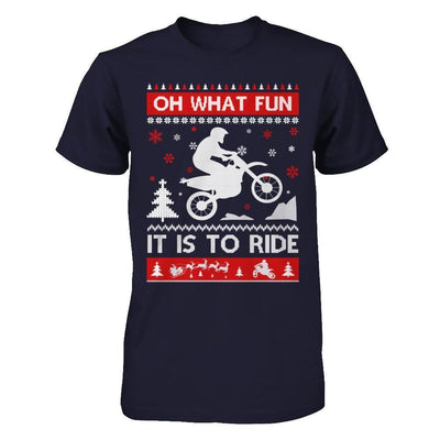 Motocross Sweater Christmas Oh What Fun It Is To Ride-T-Shirt & Hoodie-Premium T-Shirt-Midnight Navy
