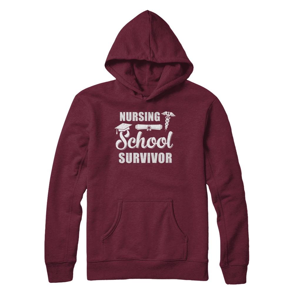 Nurse Graduate Gifts Nursing School Survivor Gradution-T-Shirt & Hoodie-Pullover Hoodie-Maroon