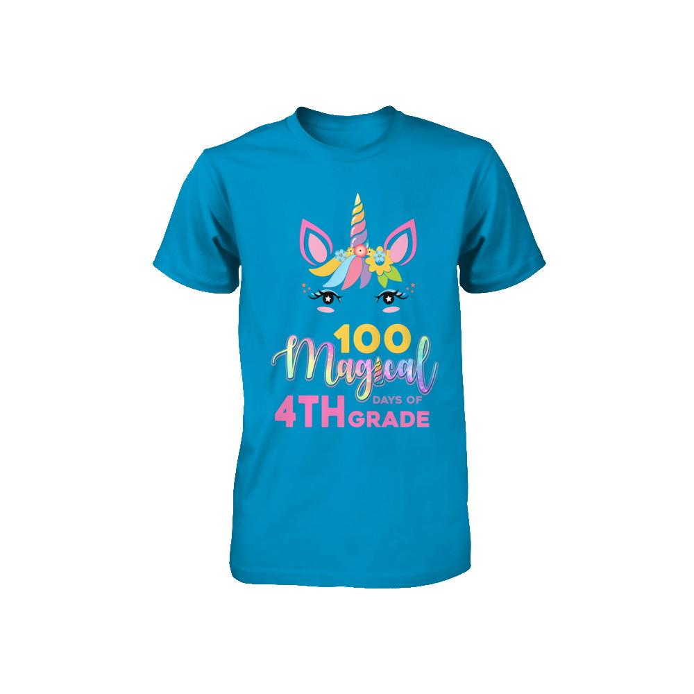 100 Magical Days Of 4Th Grade School Unicorn Girl Gift Youth-Youth Shirt-
