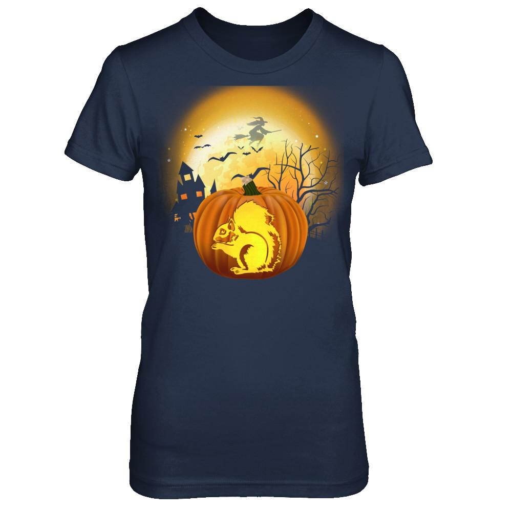 Pumpkin Squirrel Halloween Human Costume-T-Shirt & Hoodie-Women's T-Shirt-Navy