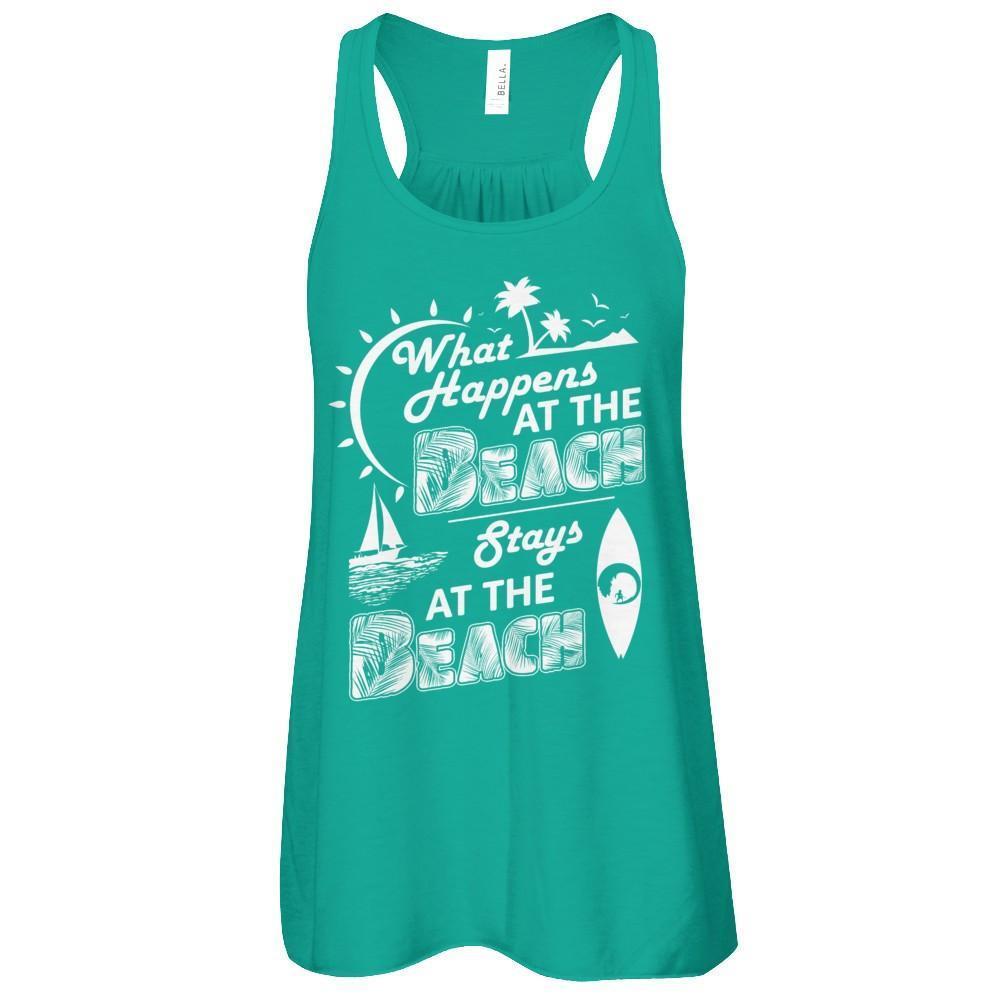 What Happens At The Beach Stays At The Beach-T-Shirt & Tank Top-Women's Flowy Racerback Tank-Kelly