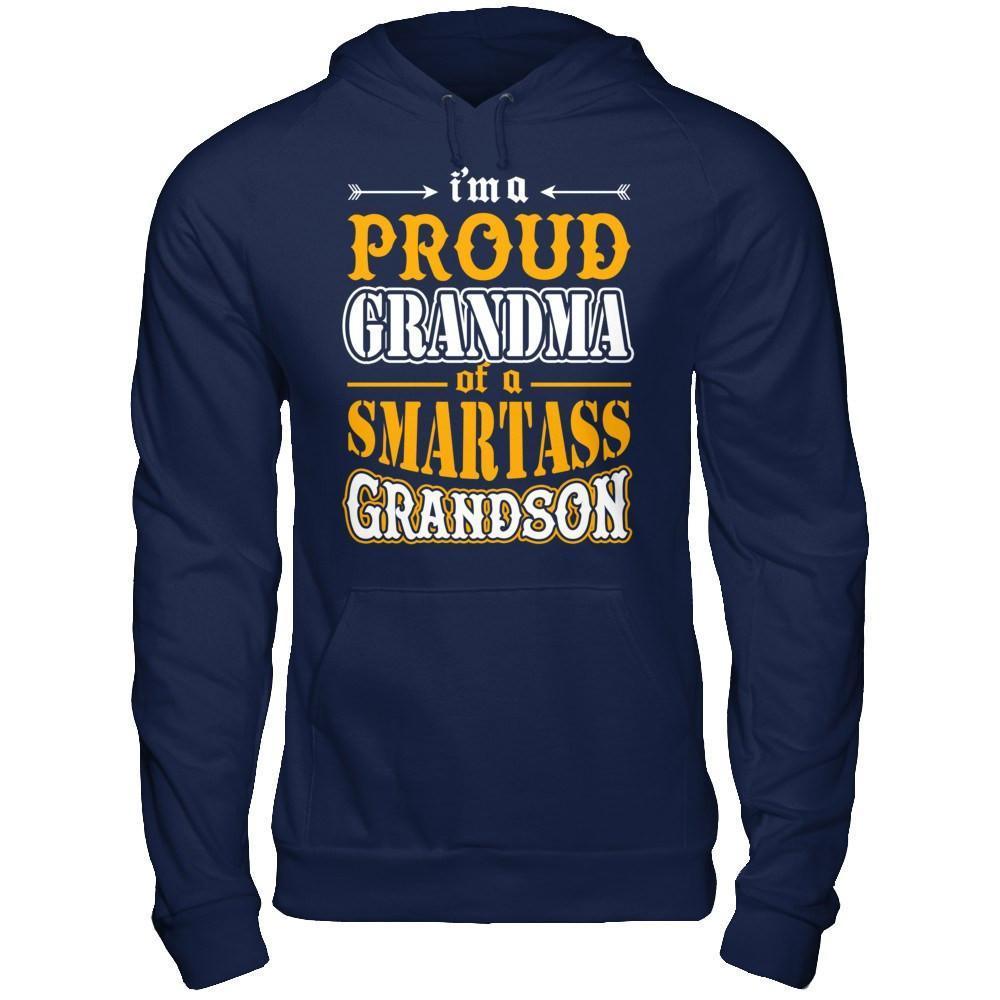 I'm A Proud Grandma Of A Smartass Grandson-T-Shirt & Hoodie-Pullover Hoodie-Navy