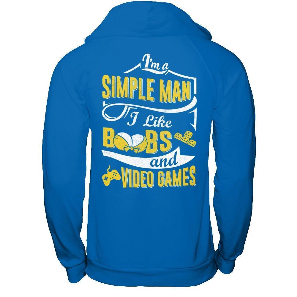 I'm A Simple Man I Like Boobs And Video Games-T-Shirt & Hoodie-Pullover Hoodie-Royal