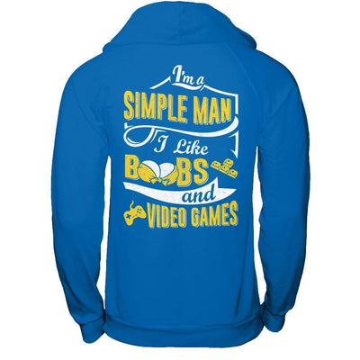 I'm A Simple Man I Like Boobs And Video Games-T-Shirt & Hoodie-Pullover Hoodie-Royal