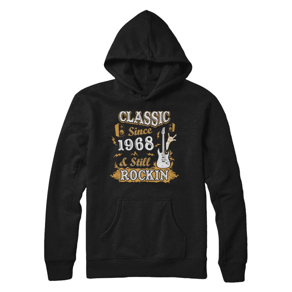 Vintage Classic Since 1968 With Rockin 53th Birthday-T-Shirt & Hoodie-Pullover Hoodie-Black