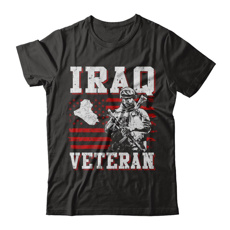 Iraq Veteran America Flag Distressed Vintage-T-Shirt & Hoodie-Classic T-Shirt-Black