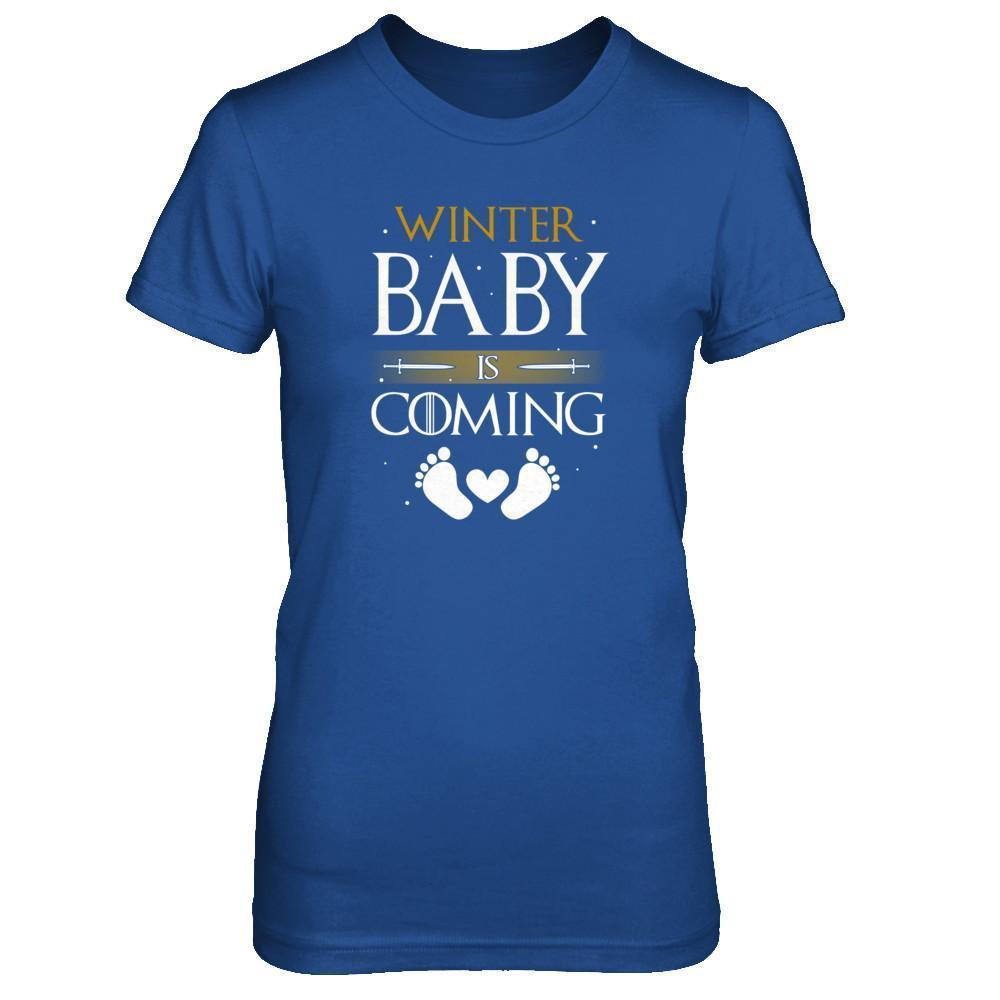 Winter Baby Is Coming Humor Maternity Pregnant-T-Shirt & Tank Top-Women's T-Shirt-Royal