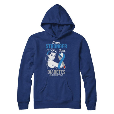 I Am Stronger Than Diabetes Awareness Support-T-Shirt & Hoodie-Pullover Hoodie-Deep Royal