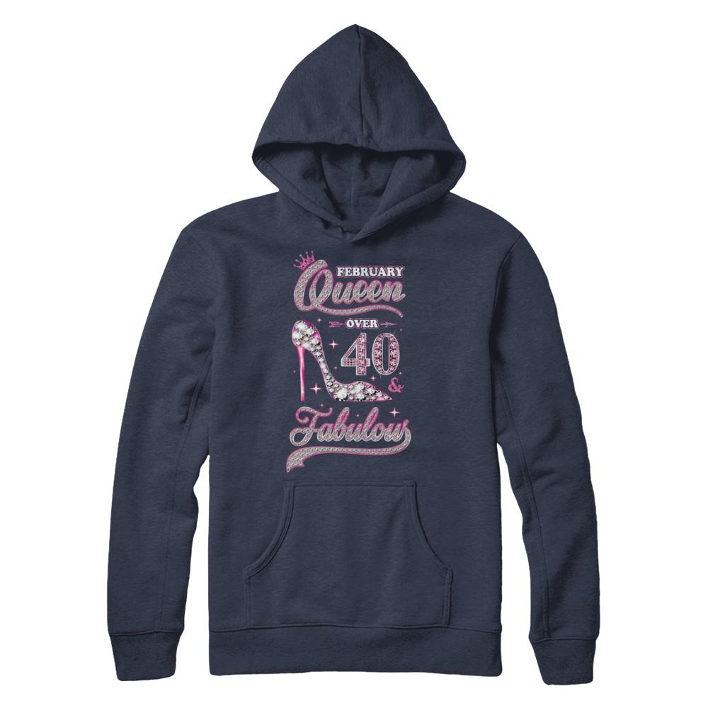 February Queen 40 And Fabulous 1981 40th Years Old Birthday-T-Shirt & Hoodie-Pullover Hoodie-Navy
