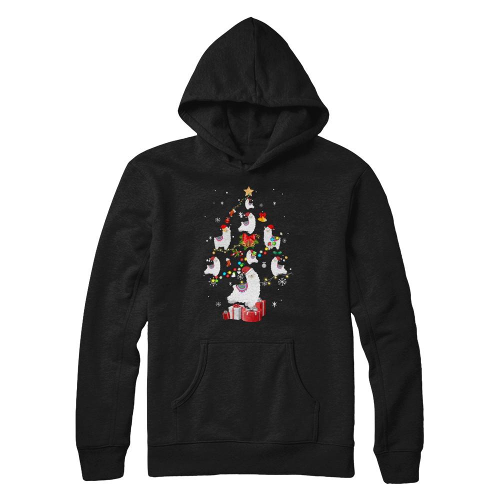 Llama Christmas Tree Decor Xmas Gift-T-Shirt & Sweatshirt-Pullover Hoodie-Black
